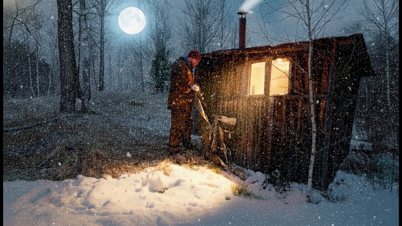 Abandoned Forest Hut. Two Days of Warmth Among the Snow