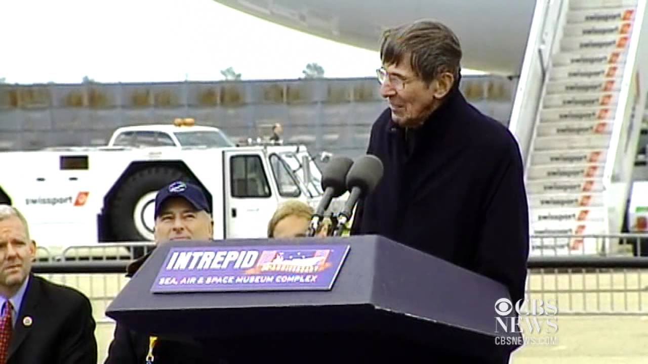 Leonard Nimoy salutes space shuttle Enterprise
