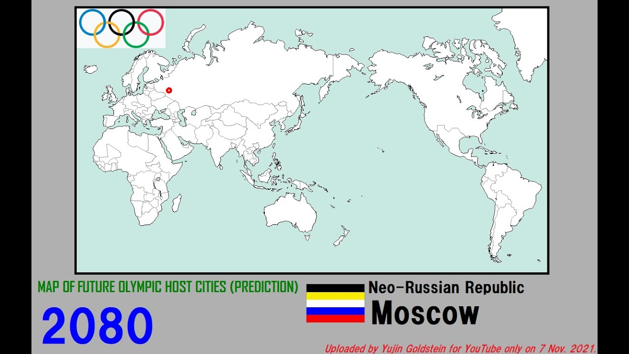 Map of Future Summer Olympic Host Cities 2036 - 2200 (only a fiction / alternate world / prediction)