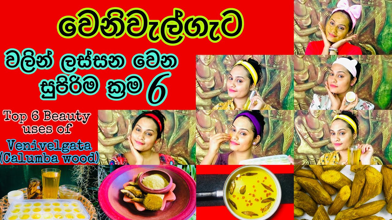 වෙනිවැල්ගැට වලින් ලස්සන වෙන හොදම ක්‍රම 6 | Top 6 Beauty uses of Venivelgata (Calumba wood)