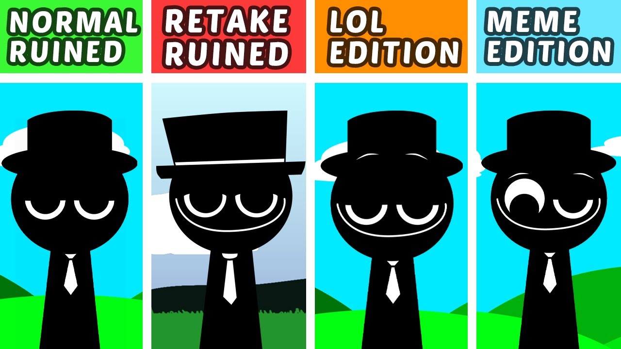 Incredibox Sprunki: Ruined, Retake Ruined, Lol and Memes Editions