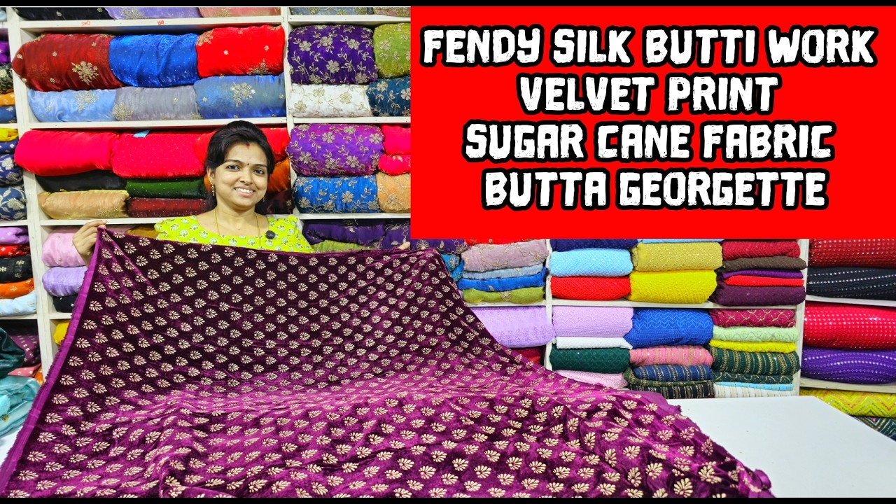 FENDY SILK BUTTI WORK | VELVET PRINT I SUGAR CANE FABRIC | BUTTA GEORGETTE | WHATSAPP US 8301883212