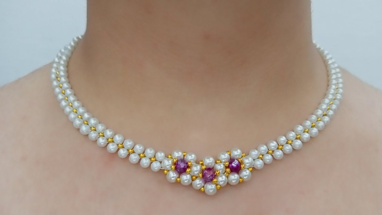 Pearls Beaded Necklace Making | How To Make Beaded Necklace With Pearls? @Jewelry.Crystals #necklace
