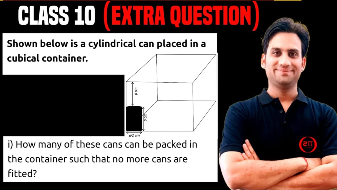 Shows below is a cylindrical can placed in a cubical container. i) How many of these cans can be
