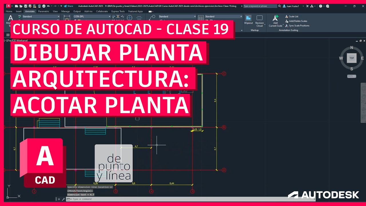 CLASE 19 - Ejercicio Planta #4 - Cómo acotar en AutoCAD // Curso de AutoCAD 2025 para principiantes