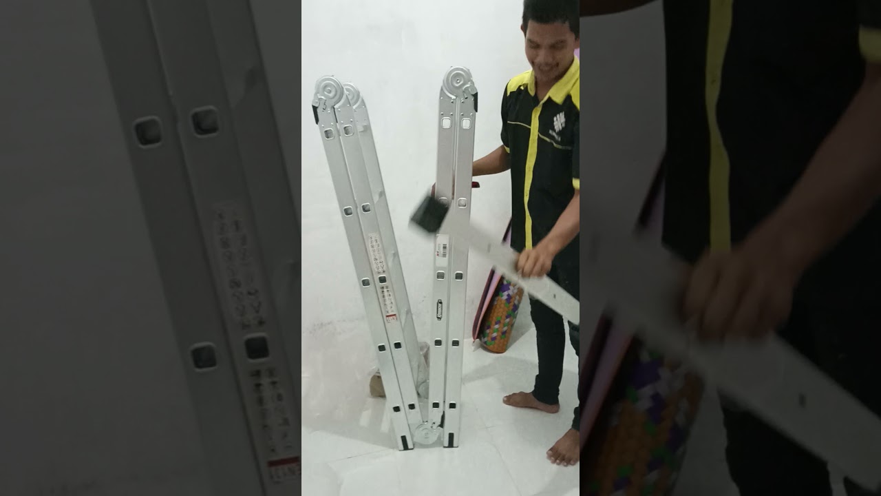 Cara pemasangan Tangga Lipat aluminium Multi-Purpose 5.51M 4x5 steps (Merk Krisbow)