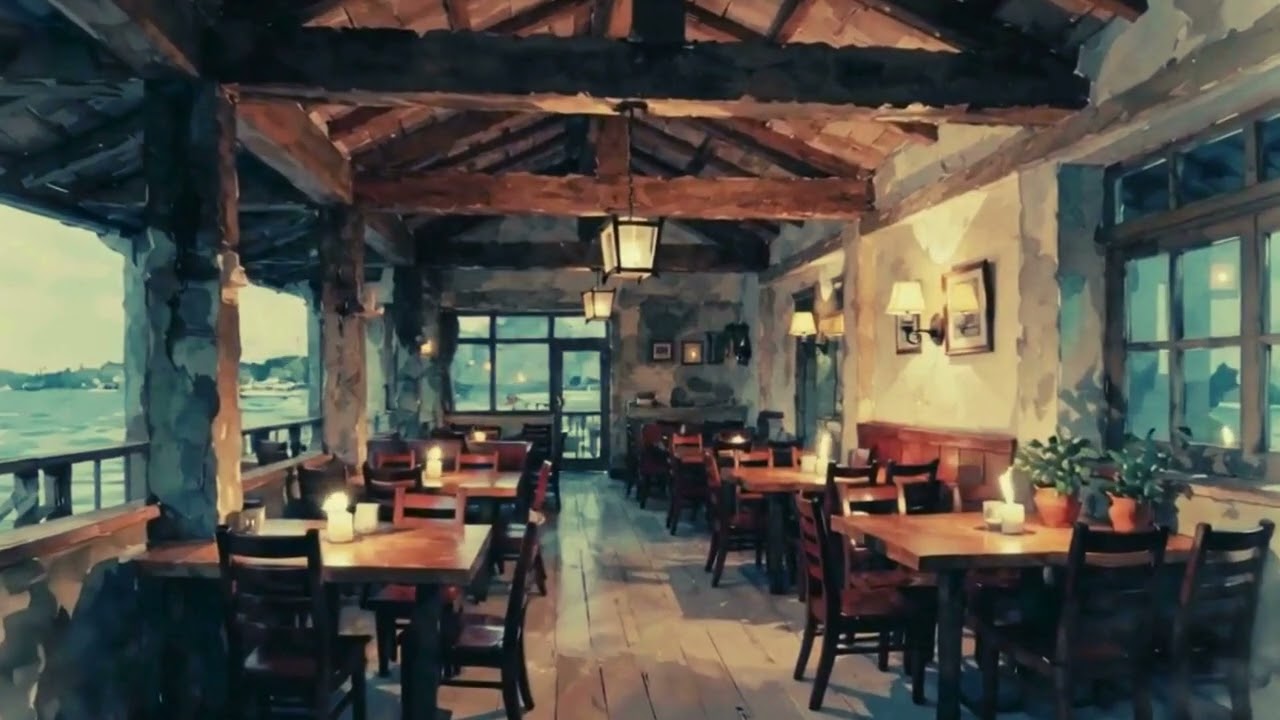 A Warm Harbor Inn at Dusk Lantern Glow, Soft Wind & Ocean Hush