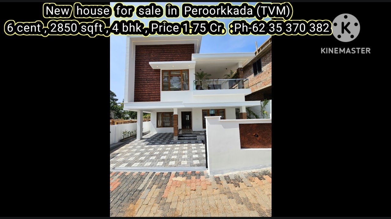 New house for sale in Peroorkkada (TVM) 6 cent 2850 sqft 4 bhk( Price - 1.75 Cr. ) :Ph-62 35 370 382