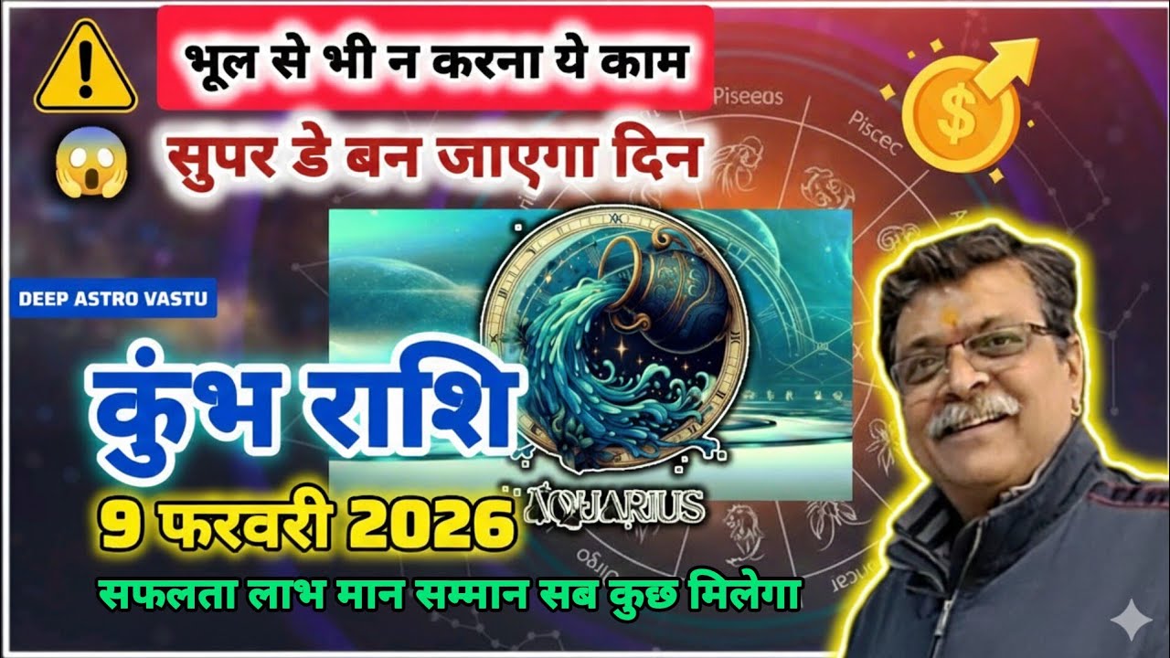 कुंभ राशि: 9 फरवरी 2026 राशिफल | भूलकर भी न करें ये गलती, 💰 किस्मत चमक जाएगी! 😱 आज दिन बनेगा सुपर डे