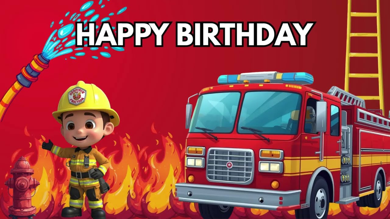 FIREMAN THEME HAPPY BIRTHDAY VIDEO - 2 HOUR LOOP FOR PARTY