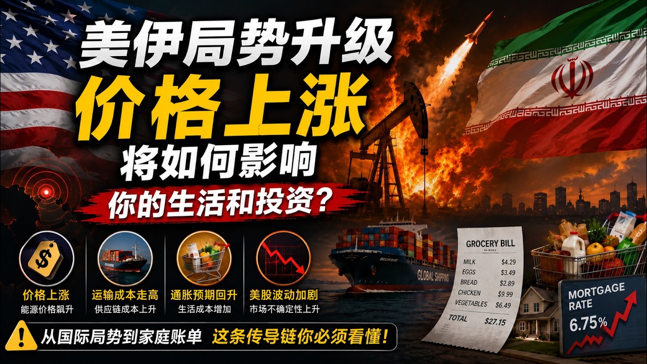 美伊局势升级，美国油价上涨、运输成本走高、通胀预期回升、美股波动加剧，这些变化最终都会传导到加油站、超市账单、房贷利率和投资账户