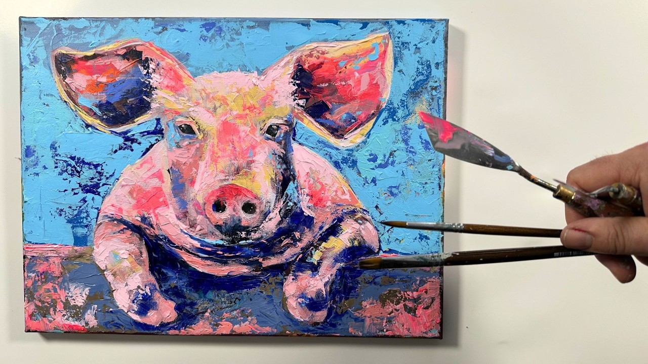 Buntes Schwein SUPER LEICHT mit Acryl malen - (Anleitung) ANFÄNGER & FORTGESCHRITTENE