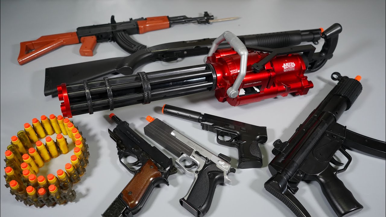 Gatling gun Shell ejecting Toy Gun - Nerf Gun - AK47 Airsoft Gun -MP5- REALISTIC TOY GUNS collection