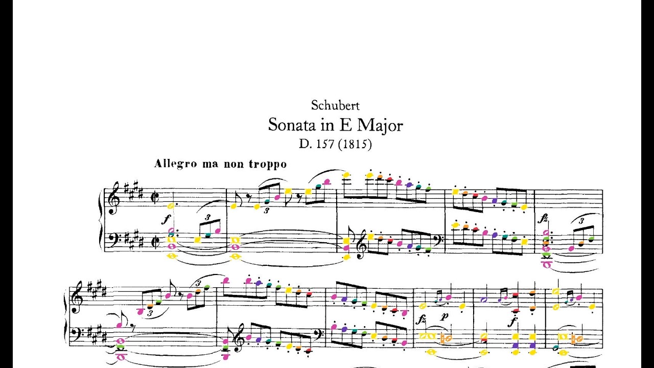 Schubert - Piano Sonata No. 1, D.157 in color (Schiff)