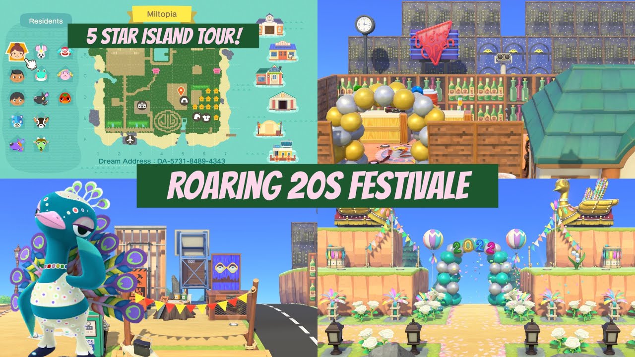 Roaring 20s Festivale 5 Star Island Tour in Animal Crossing New Horizons + Dream Address