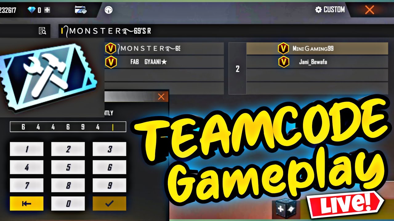 Free Fire Live Teamcode Gameplay | free fire playing with subscribers | free fire teamcode gameplay