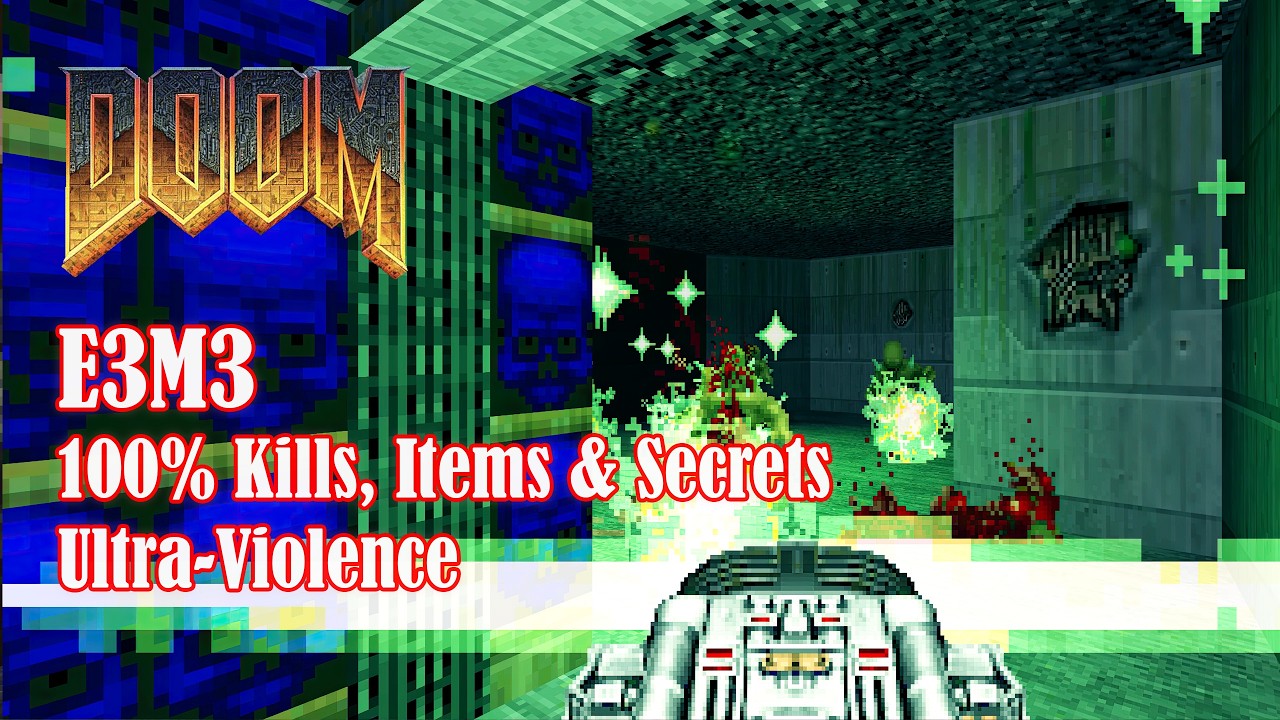 Doom E3M3 - Pandemonium [100%, Ultra-Violence, No commentary]