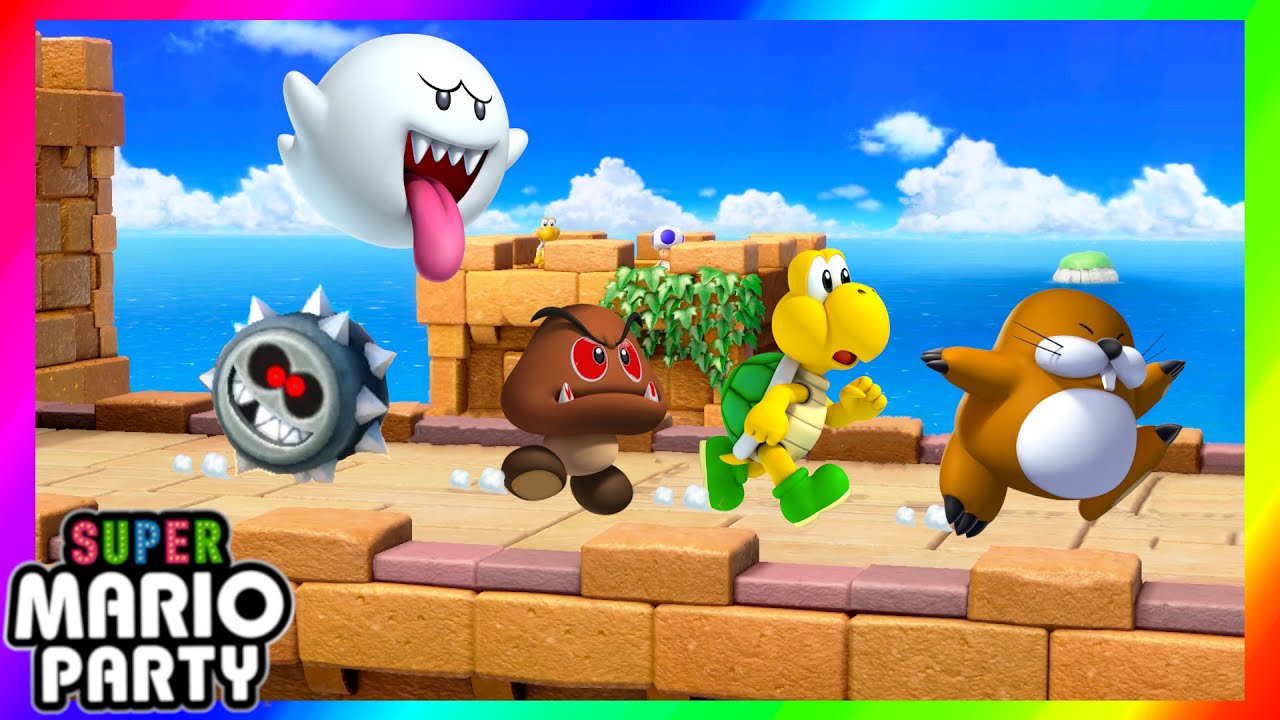 Super Mario Party Minigames #464 Boo vs Goomba vs Koopa troopa vs Monty mole