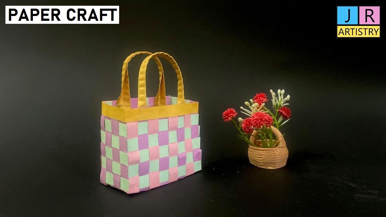 How to make weaved Miniature Paper Bag 👜 | Jagan Raj Artistry