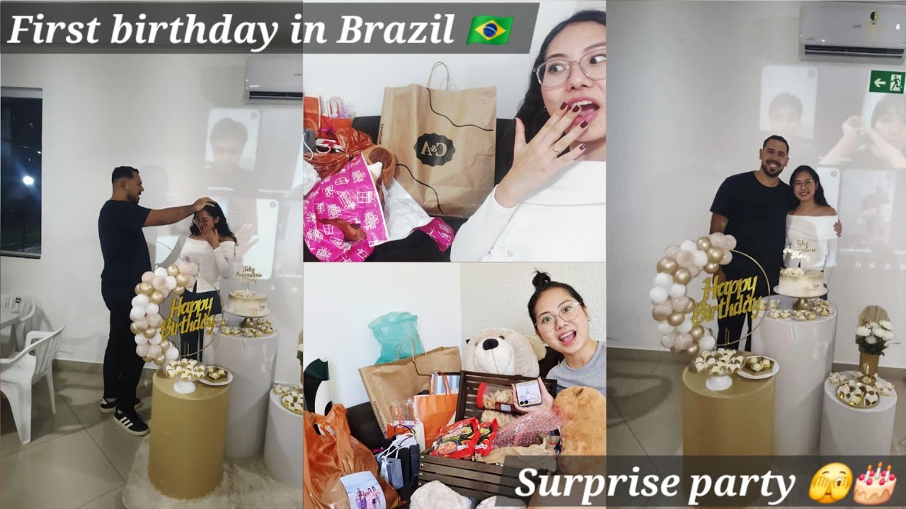 Naga Wife's 1st b'day in Brazil 🥳🇧🇷 || SWEETEST Surprise b'day Party 🥰🎂 || Gift Reveal 🎁 💝 