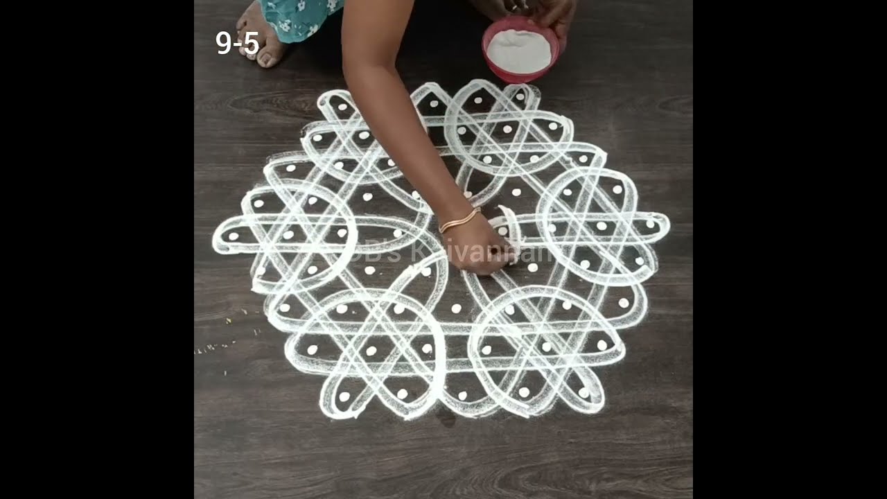 3 Simple and Beautiful Sikkukolams using 9-5 inter dots