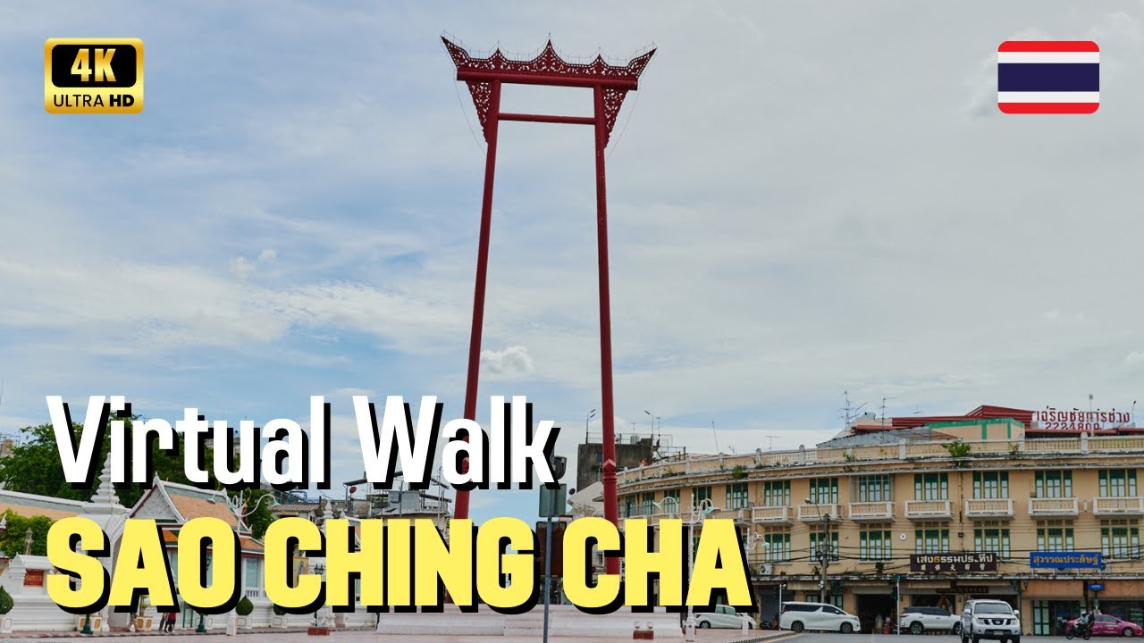 [🇹🇭 Walk Tour Ep.10] Walking tour at Sao Ching Cha (The Giant Swing) Bangkok, Thailand in 4K