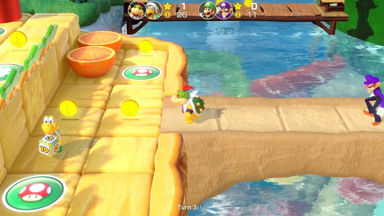 Super Mario Party Partner Party #1719 Watermelon Walkabout Bowser Jr & Hammer Bro vs Luigi & Waluigi