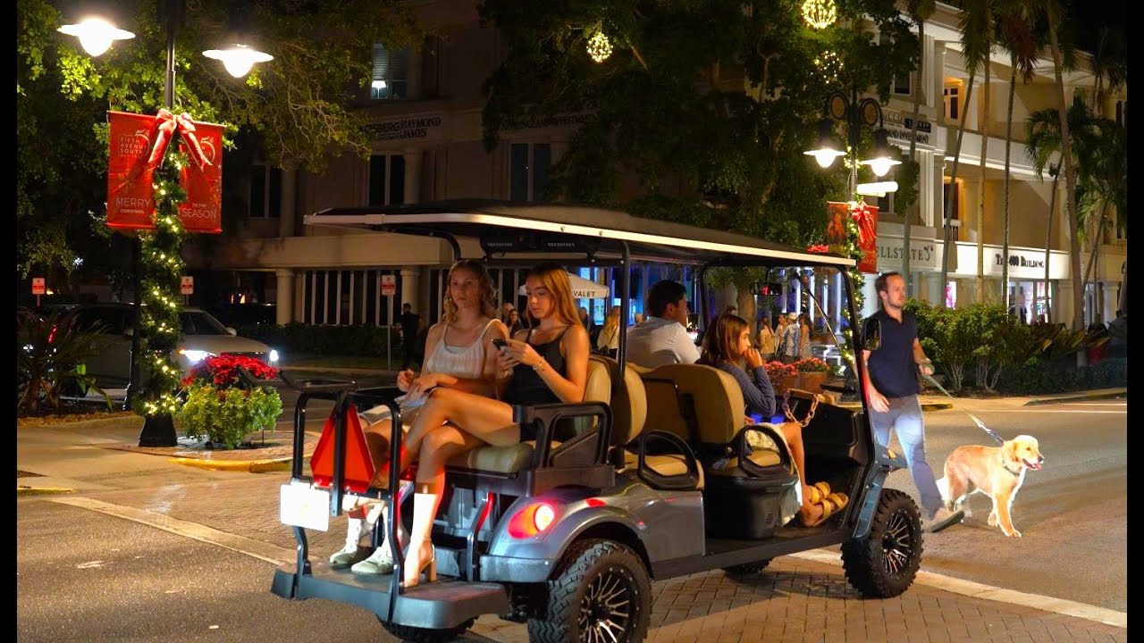 Walking in Downtown Naples Florida,Luxury Buildings Restaurants