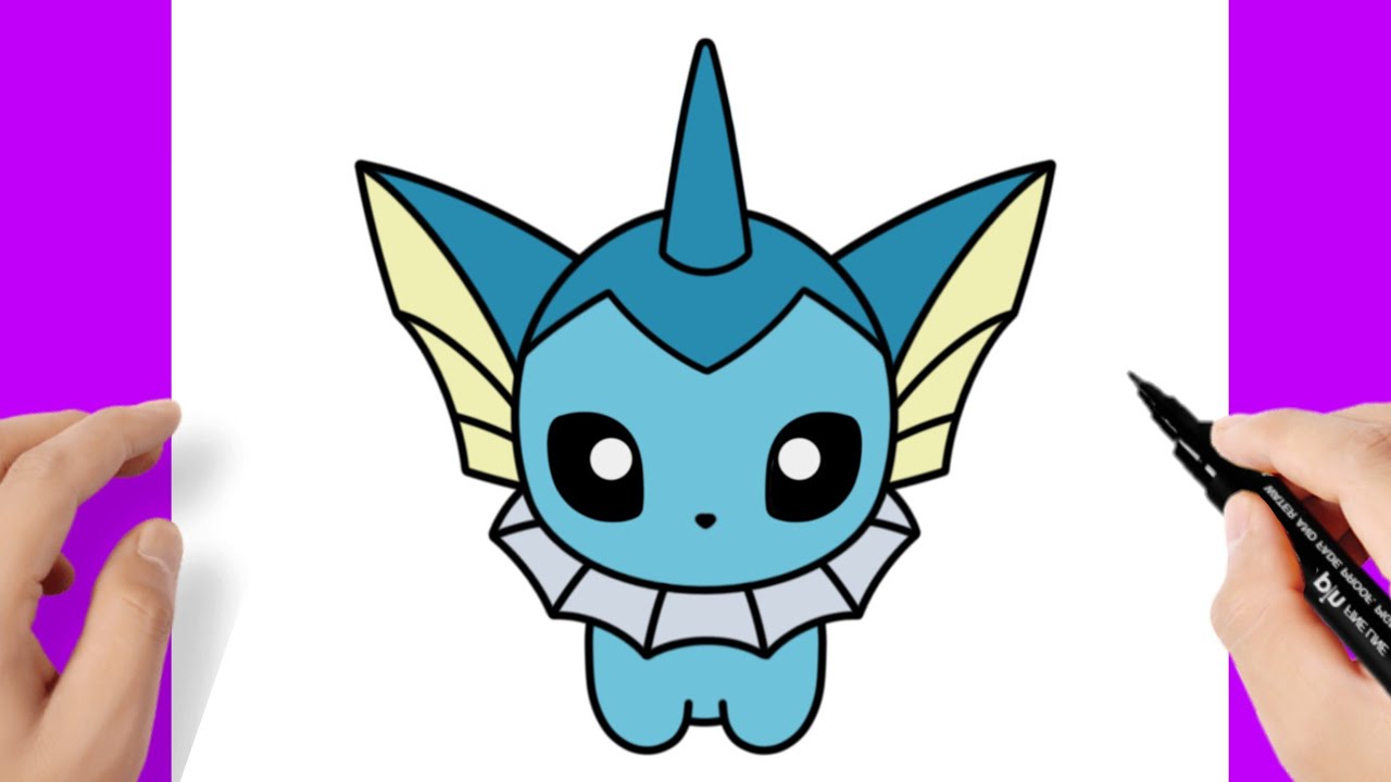 Como dibujar Vaporeon Chibi - Pokemon