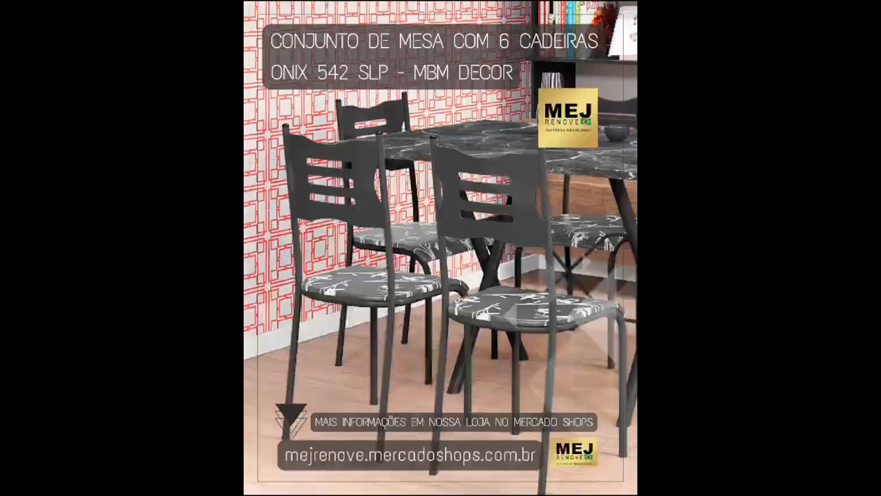 Mesa Com 6 Cadeiras Onix 542.slp #decora&ccedil;&atilde;o #moveis #cozinha #saladejantar #mbmdecor #mejrenove