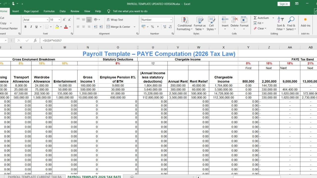 New Tax Act 2026 (Nigeria): How to Calculate PAYE | Free Template