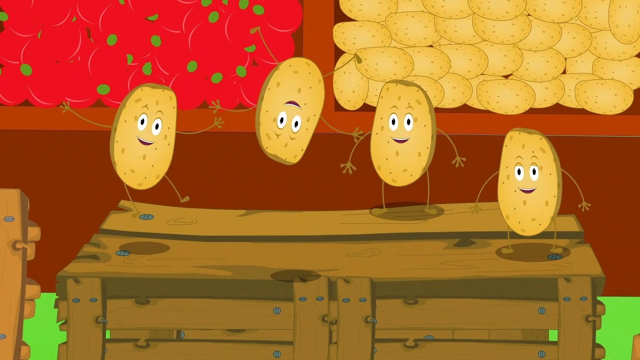 Five Little Potatoes Jumping on the Bed: Funny Cartoon Animated Videos