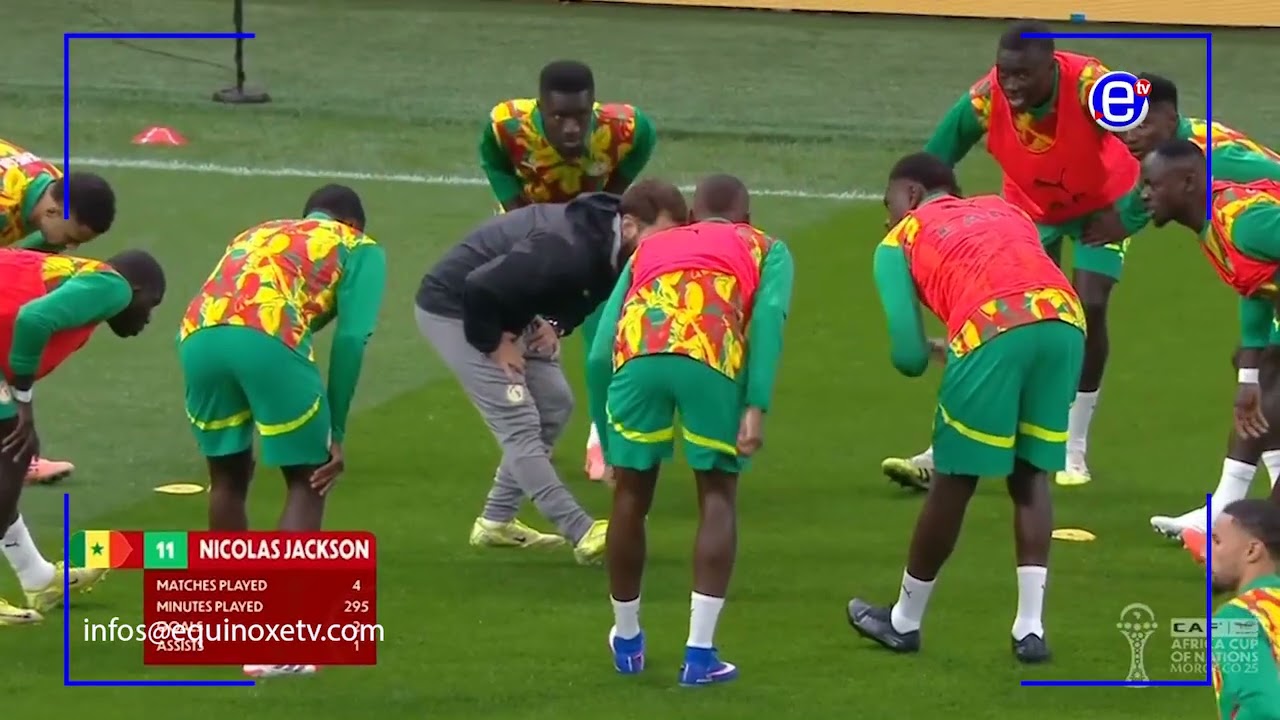 CAN MAROC 2025: ÉCHAUFFEMENT DES JOUEURS SÉNÉGALAIS AVANT LE CHOC CONTRE LE MAROC