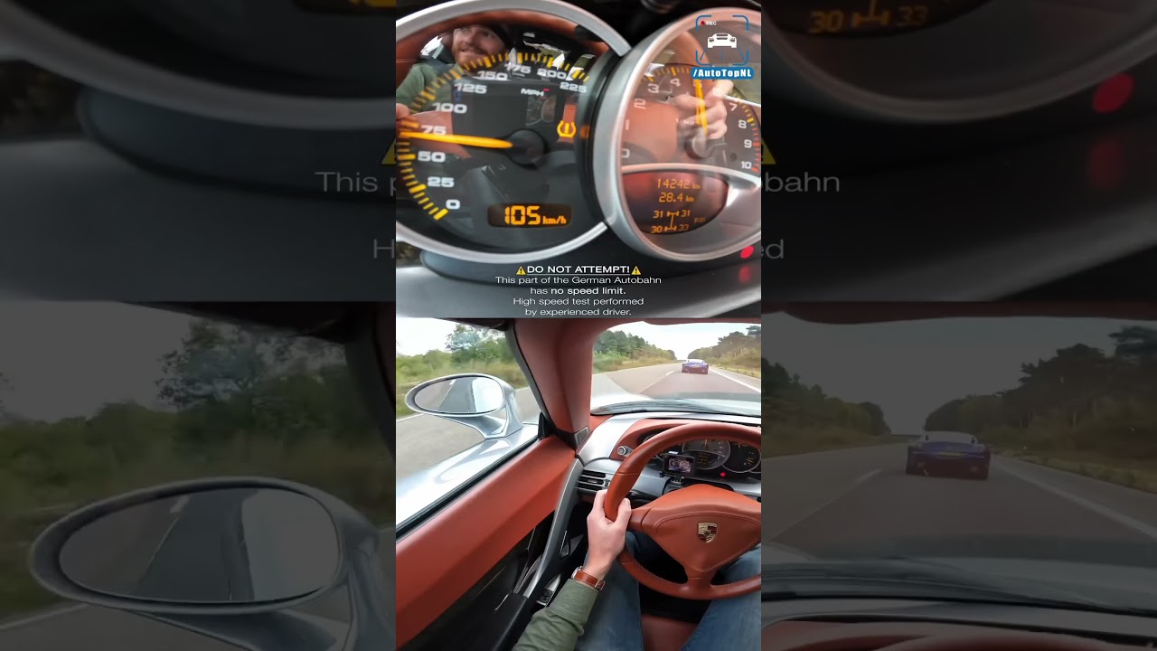 320KM/H run in the Carrera GT 🥵 #autotopnl #porsche #supercars #cars #shorts