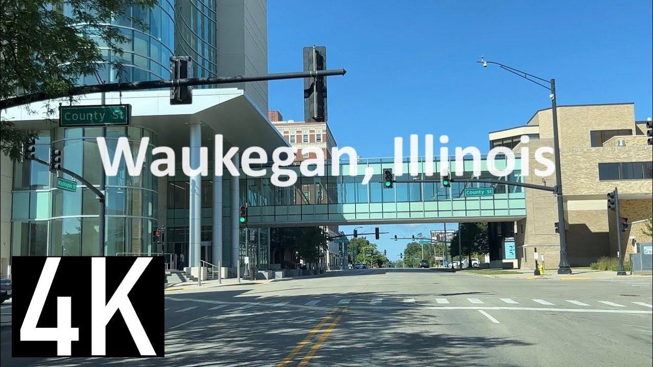 Driving in Gurnee & Waukegan, Illinois 4K - Tri-State Tollway I-94, Gurnee, and Downtown Waukegan