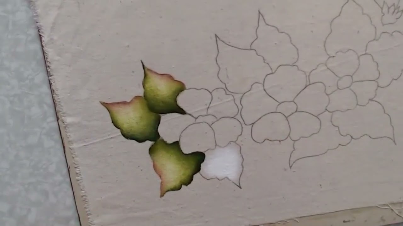 Pintura em tecido para iniciantes: Aula de folhas 4 cores