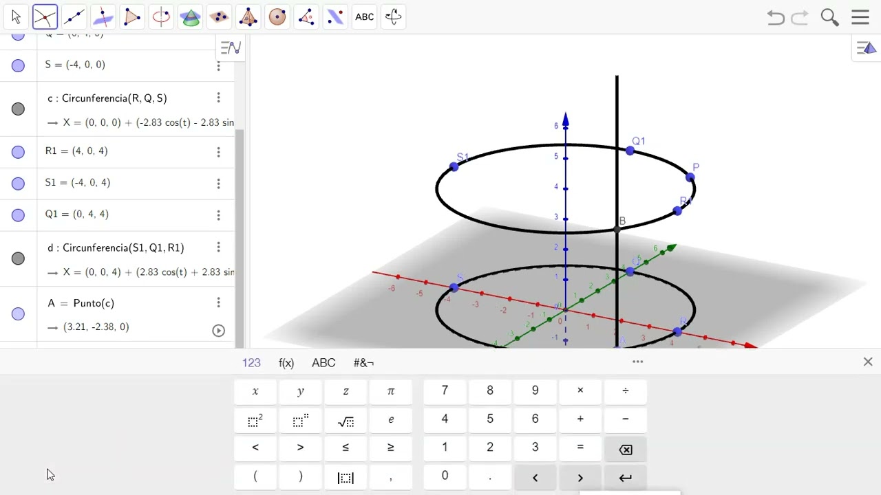 Coordenada Rectangular  cilíndrica con geogebra