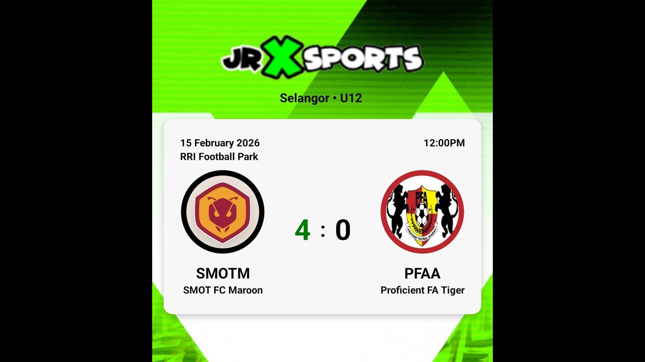 LIGA MYL SEASON A [2026] - U12 - SMOT FC Maroon VS Proficient FA Tiger