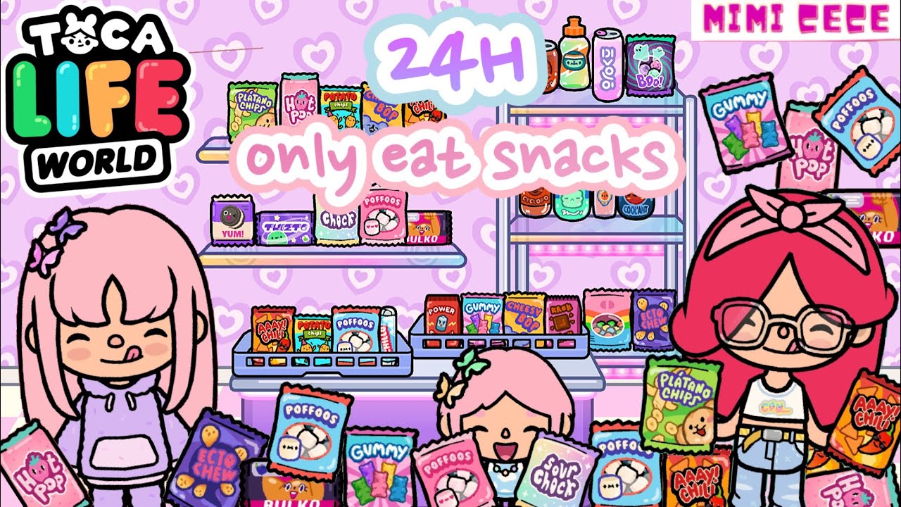 24-часовой прием только закусок 🤪🍫🍬 | ЧЕЛЛЕНДЖ «24-часовой прием только закусок» в TOCA 🌎