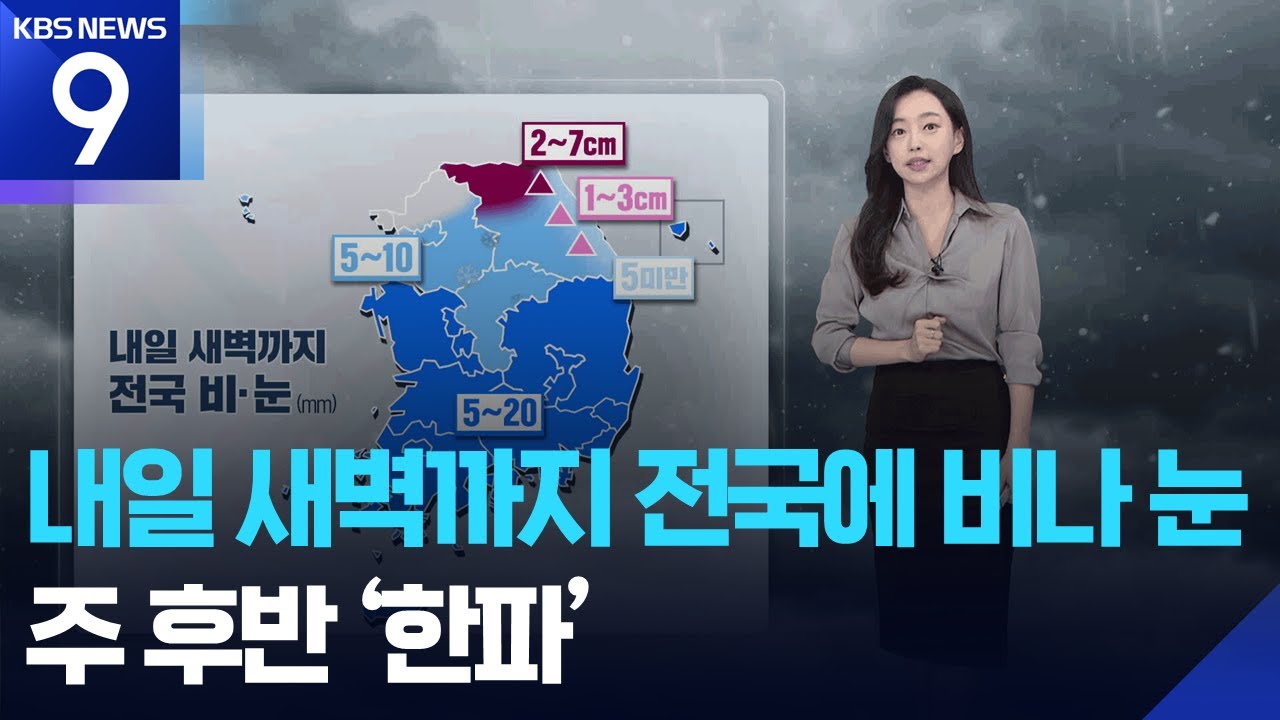 [날씨] 내일(24일) 새벽까지 전국에 비나 눈&hellip;주 후반 &lsquo;한파&rsquo; / KBS  2025.12.23.