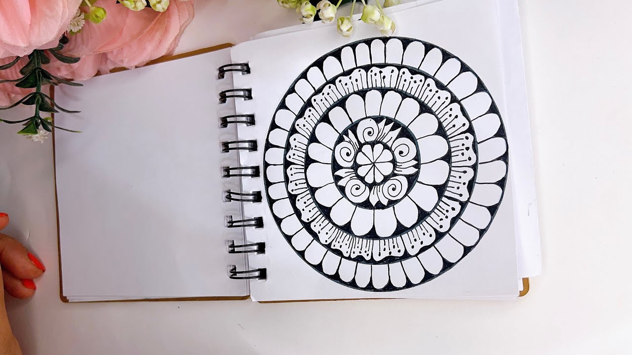 Mandala Art Drawing for Beginners | Black & White Mandala | My Art Progress Journey 🌸
