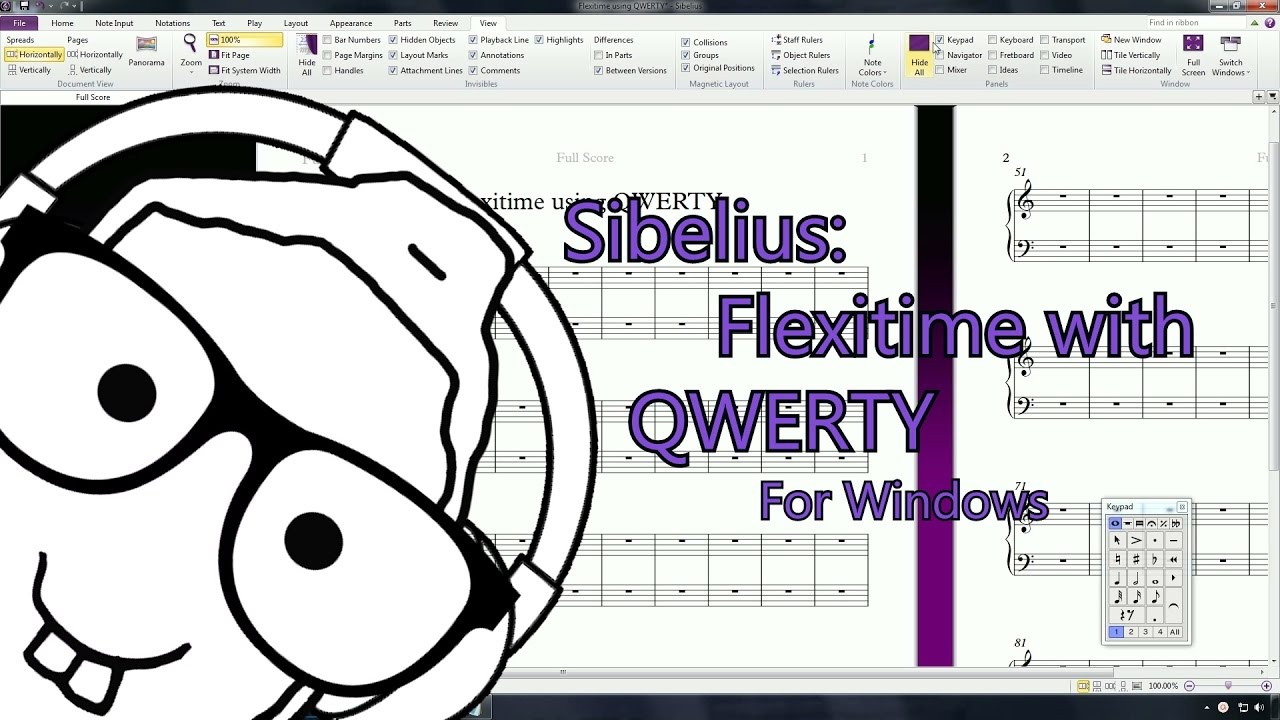 Sibelius Flexitime with QWERTY on Windows