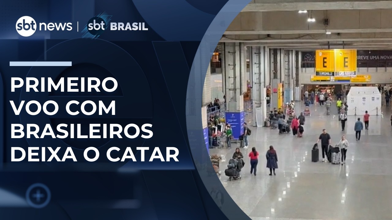 Primeiro voo com brasileiros que estavam no Oriente Médio deixa o Catar | #SBTBrasil
