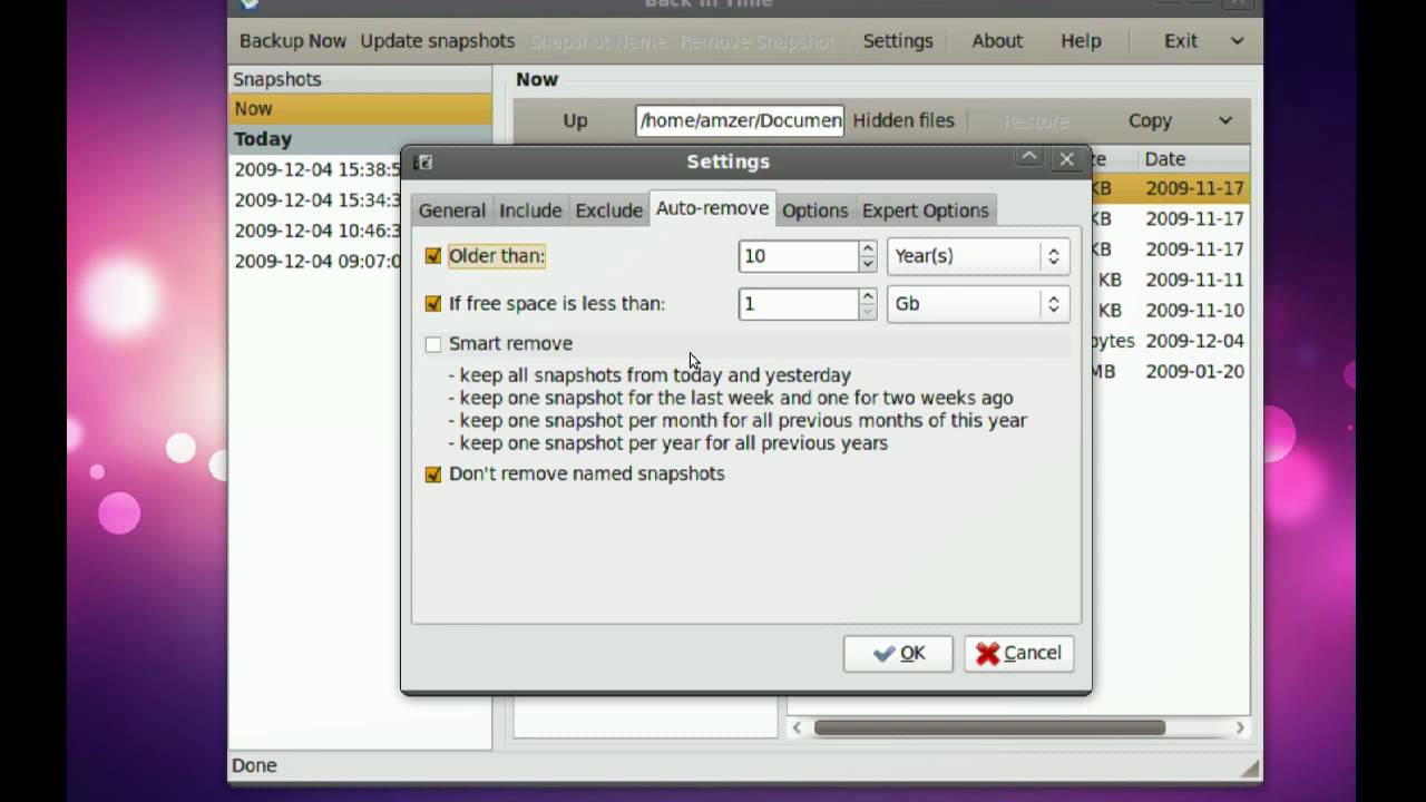 Using Back In Time to keep incremental backups of your files and folders