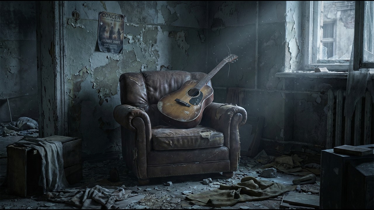 Forgotten Guitar in the Rain | 3 Hours Post-Apocalyptic Acoustic Ambience