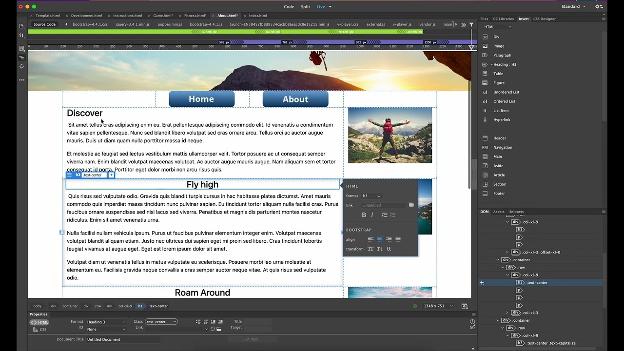 Добавление стилей заголовков и их настройка в Dreamweaver 2021