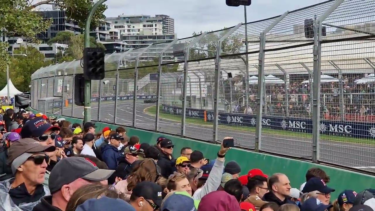 2023 Formula 1 qualification at Albert Park Melbourne filmed just after chicane turn 8 & 9.