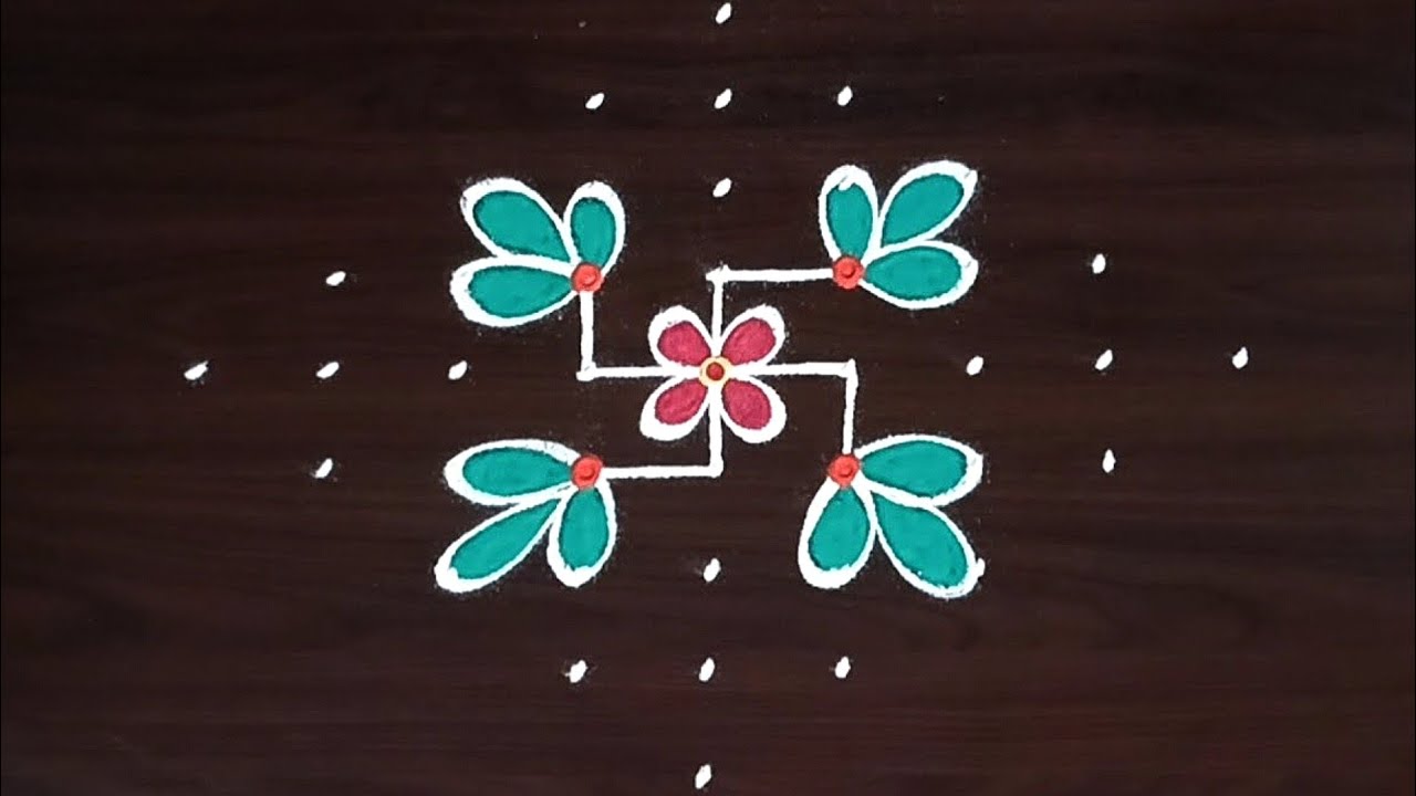 9x1 rangoli festival muggulu | daily beautiful flowers muggulu | Swastik rangoli 
