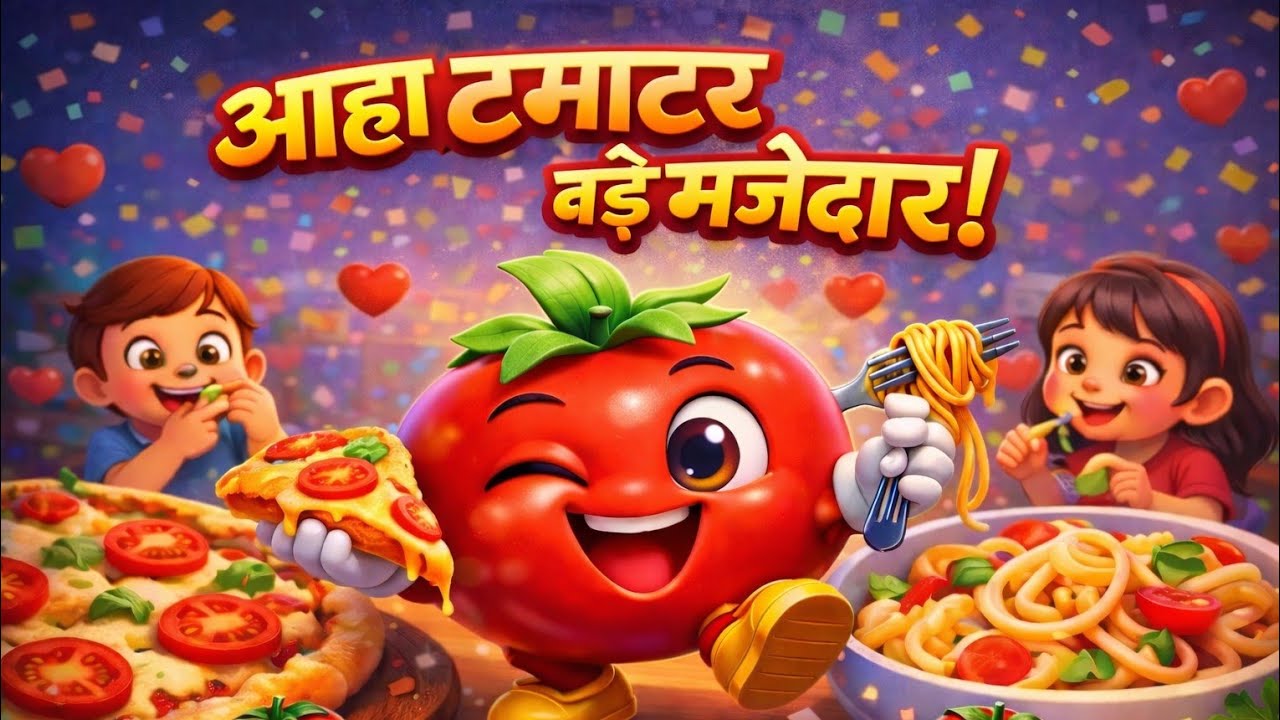 आहा टमाटर aaha tamatar bade majedar 🍅 | Tomato Song  | Hindi Nursery Rhyme | Kids Cartoon Video