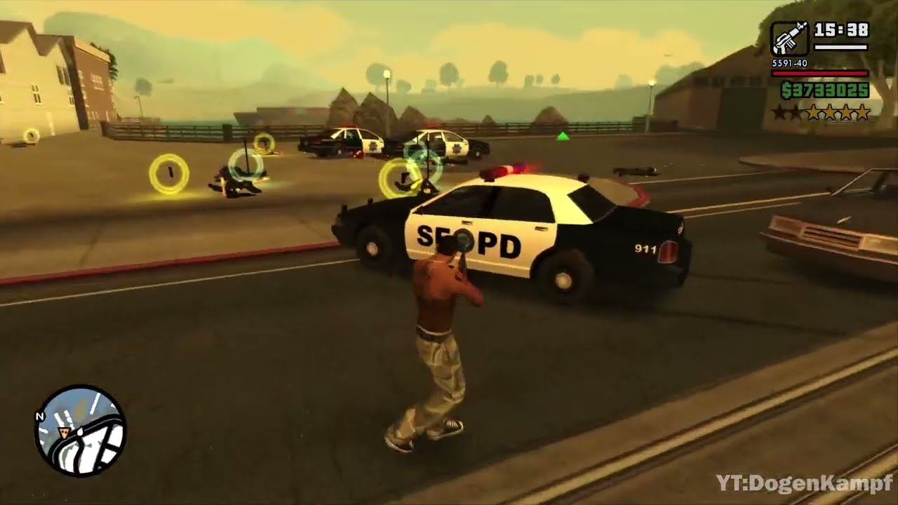 GTA San Andreas - Pier 69 Massacre and shootout + Wanted Level 6 Escape